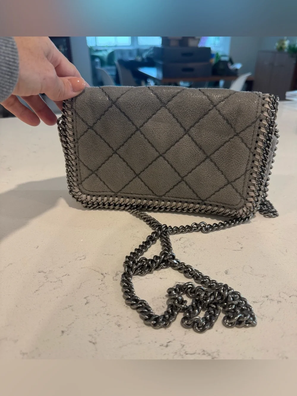 Stella McCartney Falabella Grey Quilted Crossbody Bag